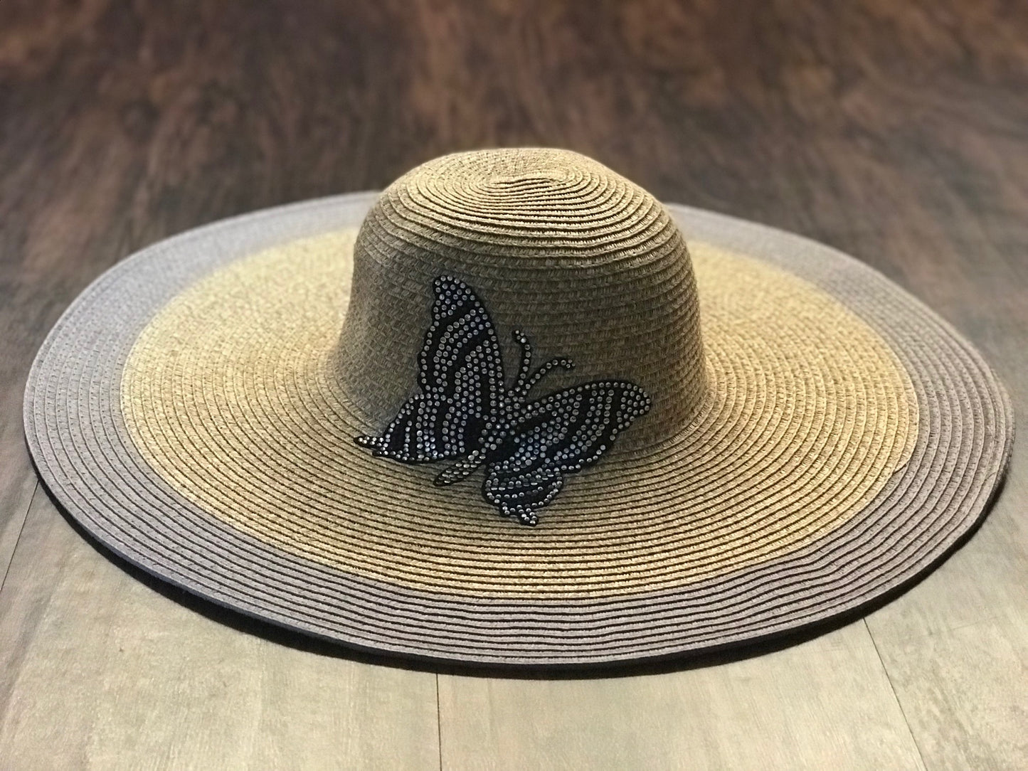 Floppy Sun Butterfly Hat Taupe