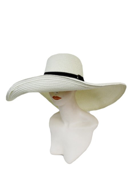 Belt Design Sun Hat Ivory