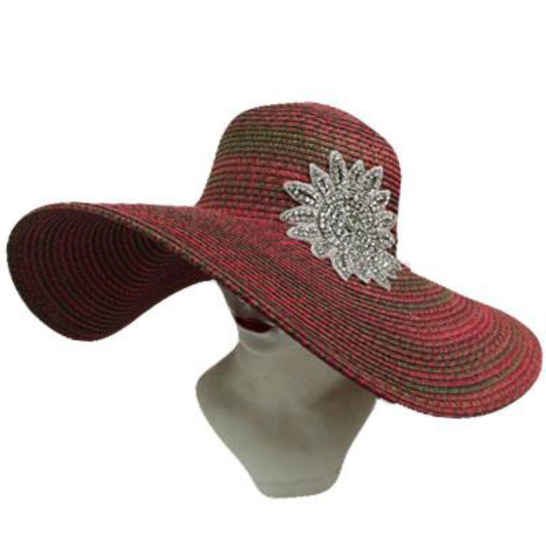 Floppy Sun Hat Crystal Flower Magenta