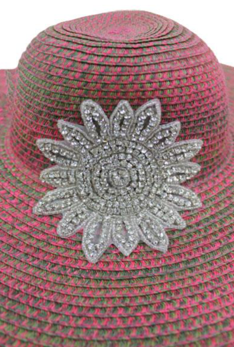 Floppy Sun Hat Crystal Flower Magenta