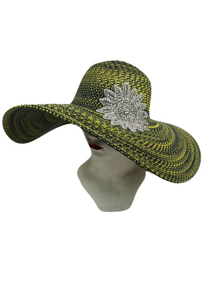 Floppy Sun Hat Crystal Flower Yellow